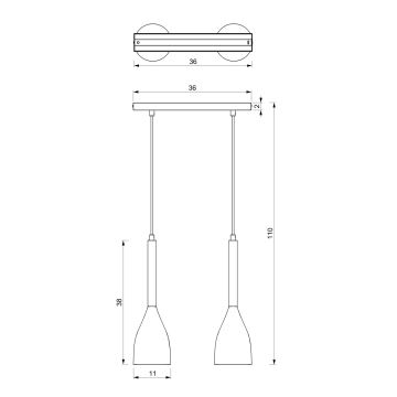 Hanglamp aan koord MUZA 2xE27/60W/230V