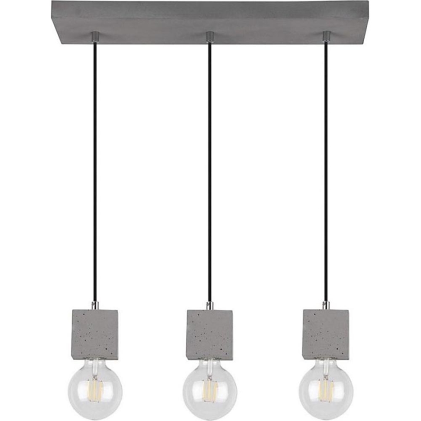 Hanglamp aan koord STRONG 3xE27/60W/230V beton - FSC-gecertificeerd