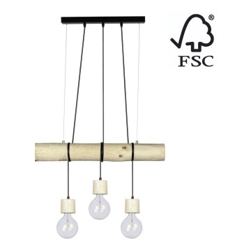 Hanglamp aan koord TRABO 3xE27/60W/230V - FSC-gecertificeerd