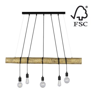 Hanglamp aan koord TRABO 5xE27/60W/230V - FSC-gecertificeerd