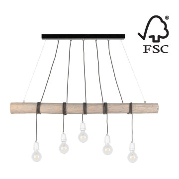 Hanglamp aan koord TRABO 5xE27/60W/230V - FSC-gecertificeerd