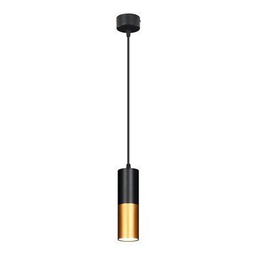 Hanglamp aan koord TUBA 1xGU10/15W/230V zwart/gouden