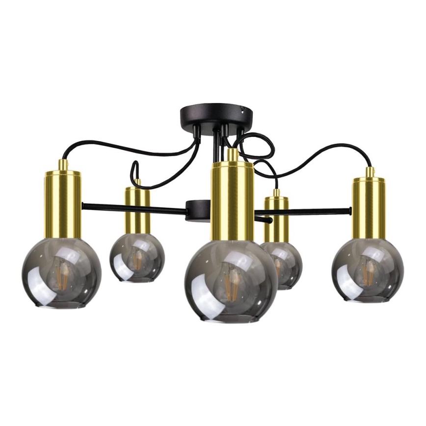 Hanglamp  LIVA 5xE27/60W/230V zwart/gouden