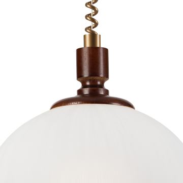 Hanglamp met trekkoord RAMONA 1xE27/60W/230V beige/donkerbruin/grenen