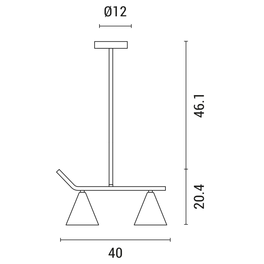 Hanglamp met vaste pendel 2xE27/40W/230V zwart