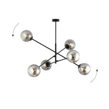 Hanglamp met vaste pendel LINEAR 6xE14/10W/230V zwart/grijs