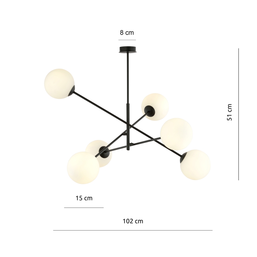 Hanglamp met vaste pendel LINEAR 6xE14/10W/230V zwart/wit