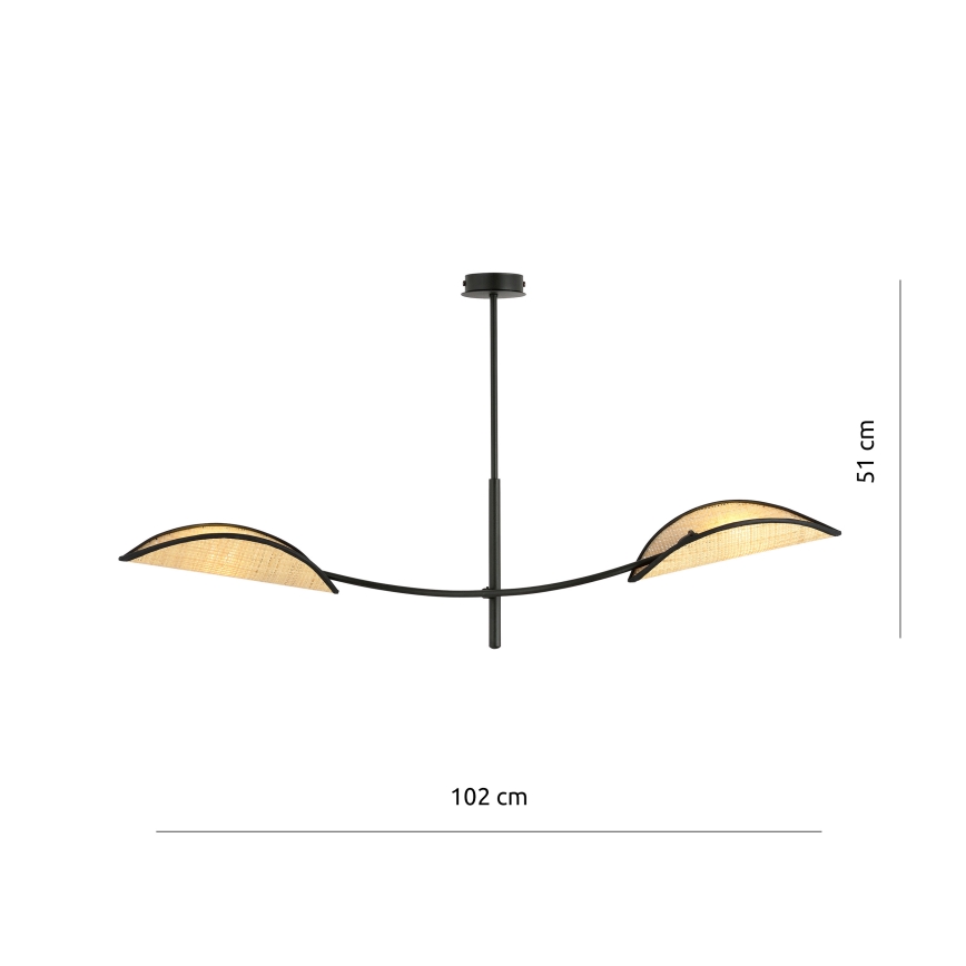 Hanglamp met vaste pendel LOTUS 2xE14/10W/230V zwart/beige