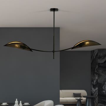 Hanglamp met vaste pendel LOTUS 2xE14/10W/230V zwart/goud