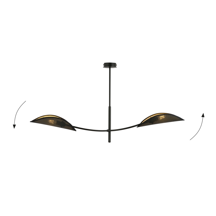 Hanglamp met vaste pendel LOTUS 2xE14/10W/230V zwart/goud