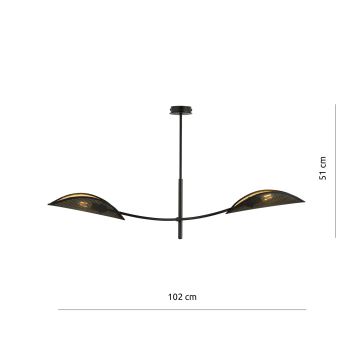 Hanglamp met vaste pendel LOTUS 2xE14/10W/230V zwart/goud