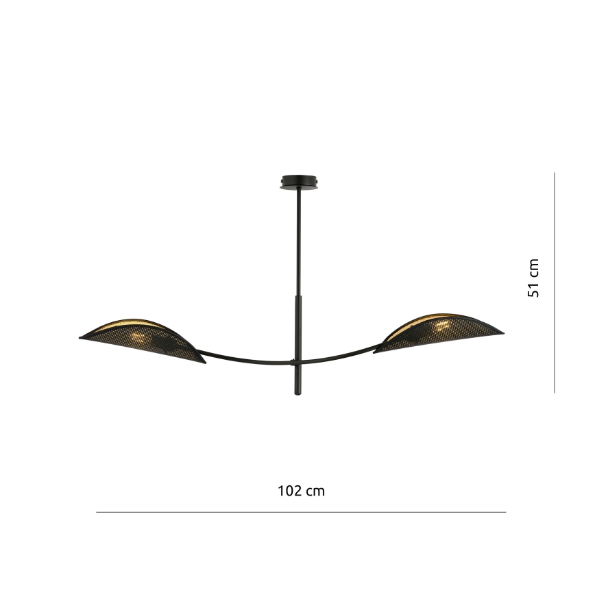 Hanglamp met vaste pendel LOTUS 2xE14/10W/230V zwart/goud