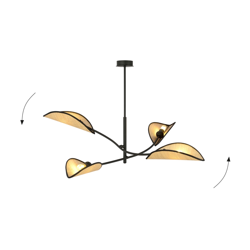 Hanglamp met vaste pendel LOTUS 4xE14/10W/230V zwart/beige