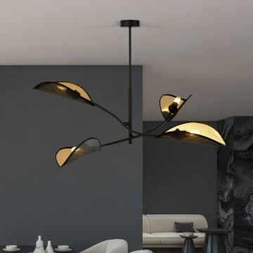 Hanglamp met vaste pendel LOTUS 4xE14/10W/230V zwart/goud