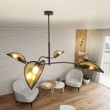 Hanglamp met vaste pendel LOTUS 4xE14/10W/230V zwart/goud