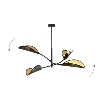 Hanglamp met vaste pendel LOTUS 4xE14/10W/230V zwart/goud