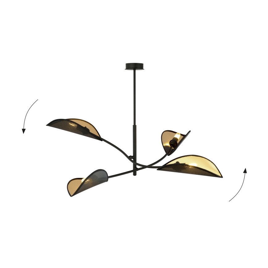 Hanglamp met vaste pendel LOTUS 4xE14/10W/230V zwart/goud