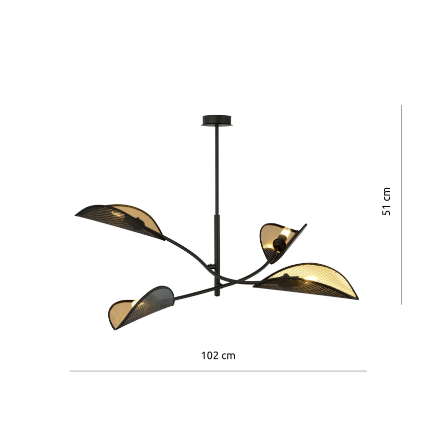 Hanglamp met vaste pendel LOTUS 4xE14/10W/230V zwart/goud