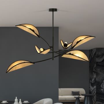 Hanglamp met vaste pendel LOTUS 6xE14/10W/230V zwart/beige