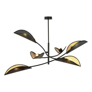 Hanglamp met vaste pendel LOTUS 6xE14/10W/230V zwart/goud