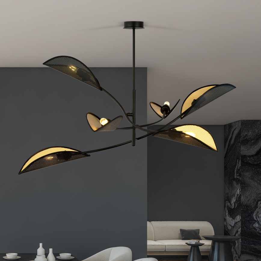 Hanglamp met vaste pendel LOTUS 6xE14/10W/230V zwart/goud