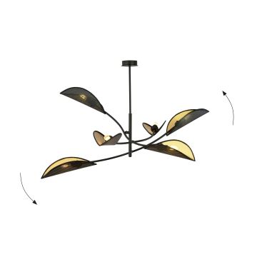 Hanglamp met vaste pendel LOTUS 6xE14/10W/230V zwart/goud