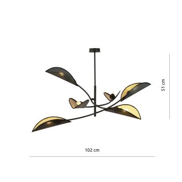 Hanglamp met vaste pendel LOTUS 6xE14/10W/230V zwart/goud