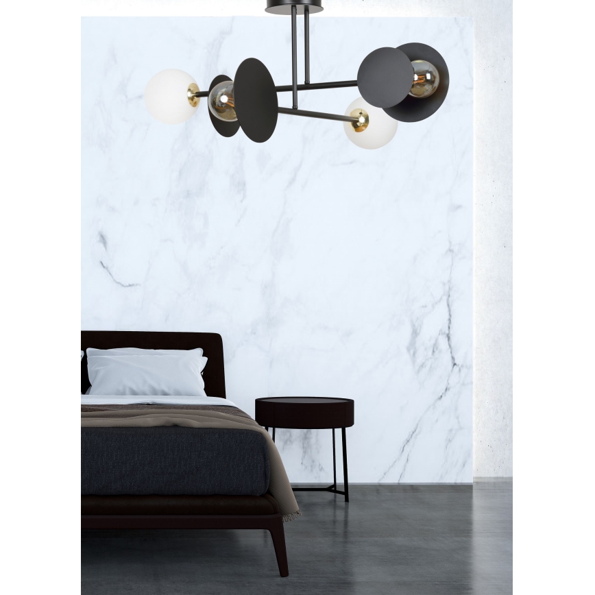 Hanglamp met vaste pendel MINERVA 2xE27/15W + 2xE14/10W/230V zwart