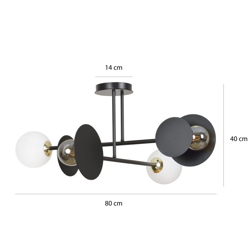 Hanglamp met vaste pendel MINERVA 2xE27/15W + 2xE14/10W/230V zwart