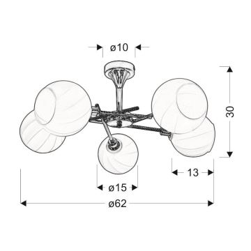 Hanglamp met vaste pendel RAUL 5xE14/40W/230V