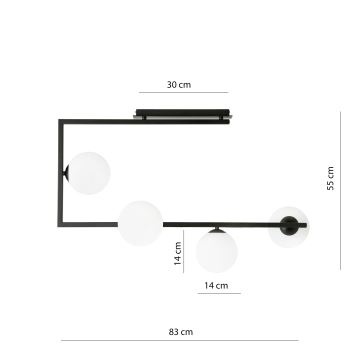 Hanglamp met vaste pendel SOMA 4xE14/10W/230V zwart/wit