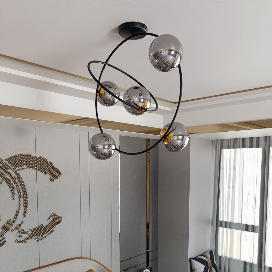 Hanglamp met vaste pendel STARDOM 5xE14/10W/230V zwart/grijs