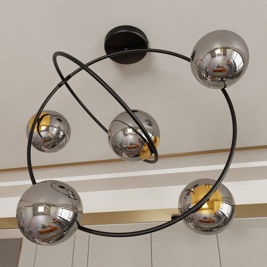 Hanglamp met vaste pendel STARDOM 5xE14/10W/230V zwart/grijs