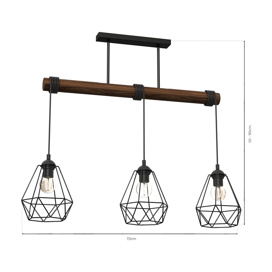 Hanglamp voor Oppervlak Montage ACERO 3xE27/60W/230V