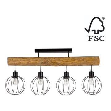 Hanglamp voor Oppervlak Montage BERIS 4xE27/25W/230V grenen - FSC-gecertificeerd