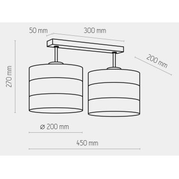 Hanglamp voor Oppervlak Montage TAGO 2xE27/25W/230V wit/goud