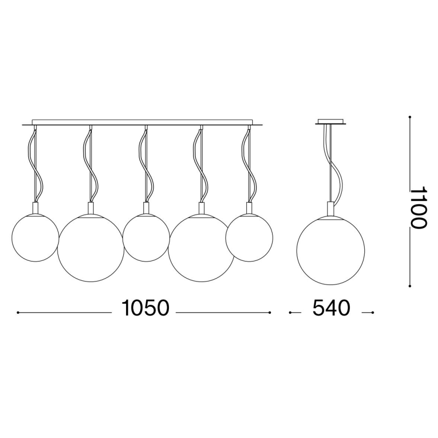 Ideal Lux - Hanglamp aan een koord MAPA FADE 5xE27/60W/230V chroom