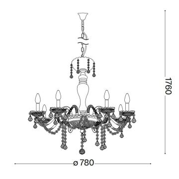 Ideal Lux - Kristallen hanglamp aan een koord ROSE 8xE14/40W/230V