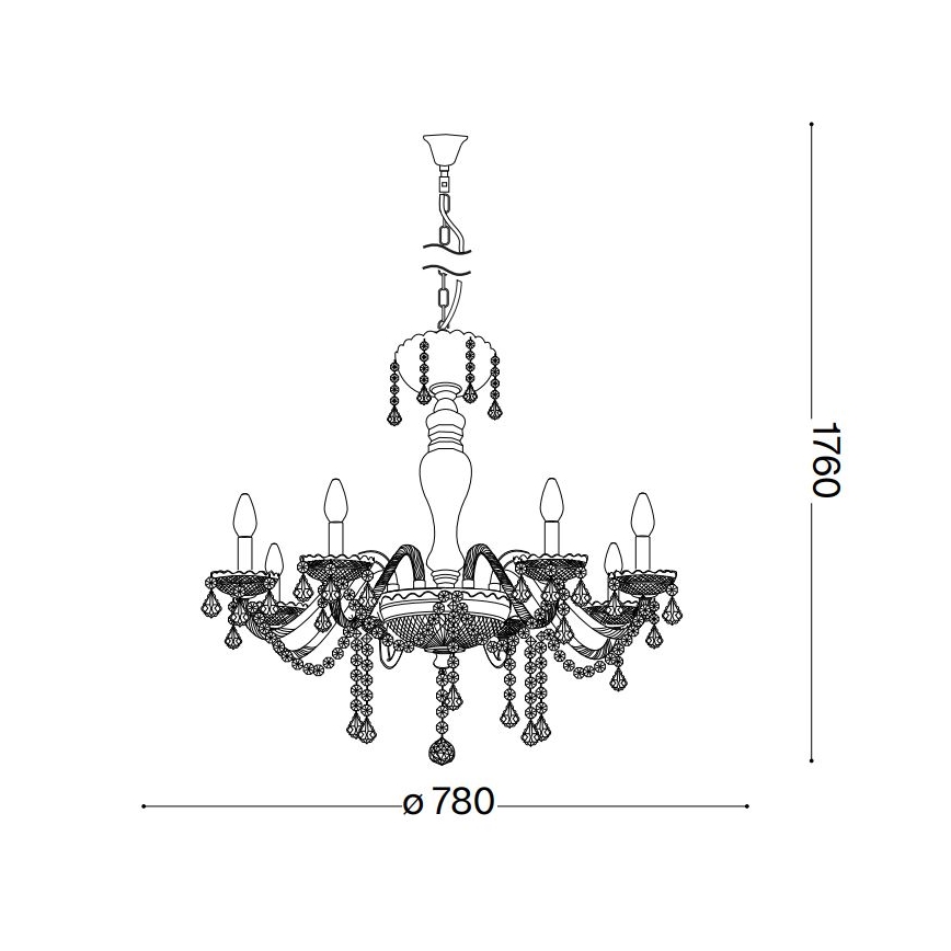 Ideal Lux - Kristallen hanglamp aan een koord ROSE 8xE14/40W/230V