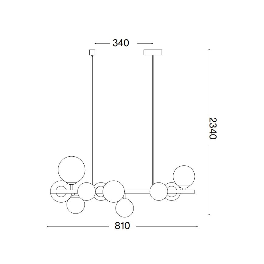 Ideal Lux - LED Hanglamp aan een koord PERLAGE 10xG9/3W/230V goud