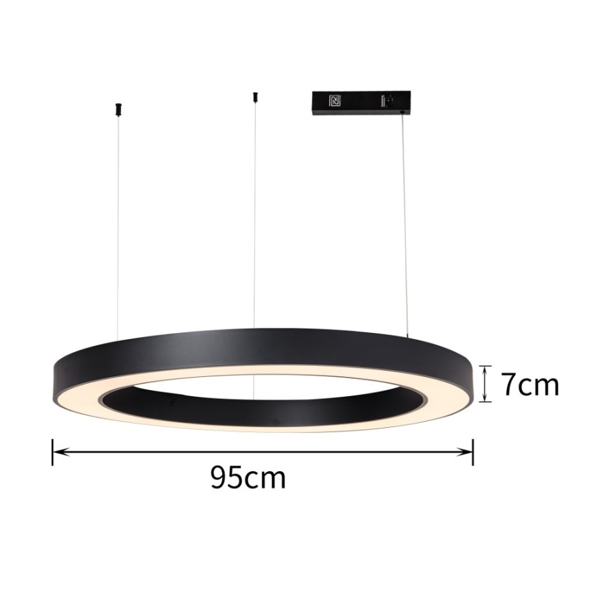 Immax NEO 07211L - Dimbare LED hanglamp aan een koord PASTEL LED/68W/230V 2700-6500K Tuya zwart + afstandsbediening