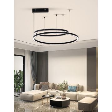 Immax NEO 07216L - Dimbare LED hanglamp aan een koord FINO LED/93W/230V 60/80cm zwart Tuya + afstandsbediening