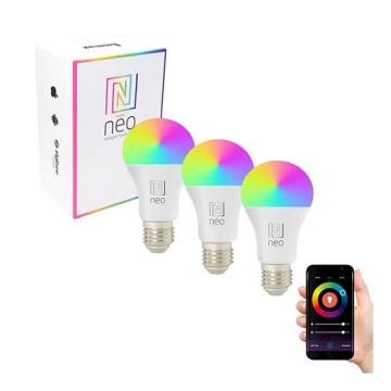 Immax NEO 07733C - LOT 3x LED RGB+CCT Ampoule à intensité variable NEO LITE E27/11W/230V 2700 - 6500K Wi-Fi Tuya