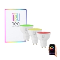 Immax NEO 07777C - LOT 3x LED RGB+CCT Ampoule à intensité variable GU10/4,8W/230V Tuya