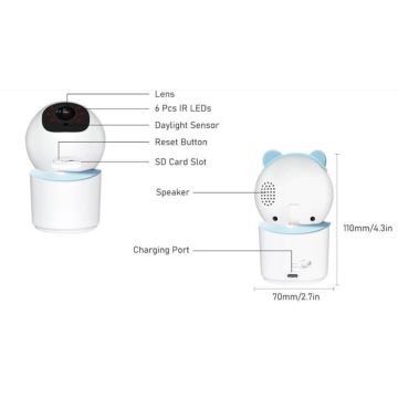 Immax NEO 07788L - Slimme camera met sensor 355° 50° P/T 4MP Wi-Fi Tuya blauw