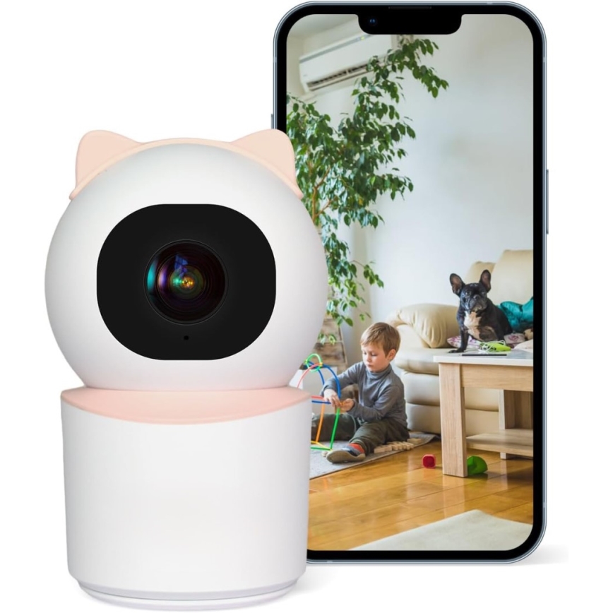 Immax NEO 07789L - Slimme camera met sensor 355° 50° P/T 4MP Wi-Fi Tuya roze