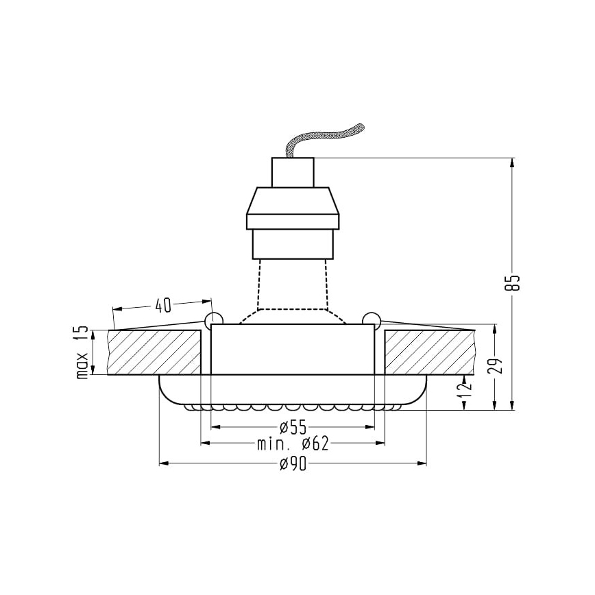 Inbouwverlichting SOC 1xGU10/50W/230V zwart