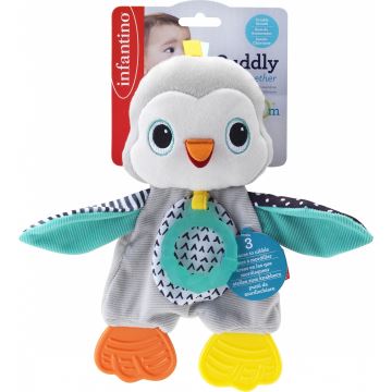 Infantino - Jouet en peluche avec anneaux de dentition pingouin