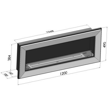 InFire - Inbouw BIO-open haard 49x120 cm 3kW zwart