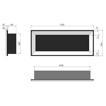 InFire - Inbouw BIO-open haard 49x120 cm 3kW zwart